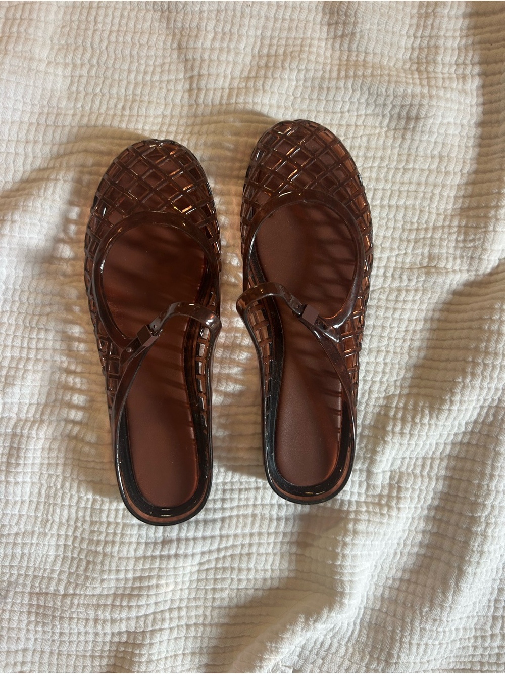 Amazon Brown Jelly Woven Slip-On Mules
